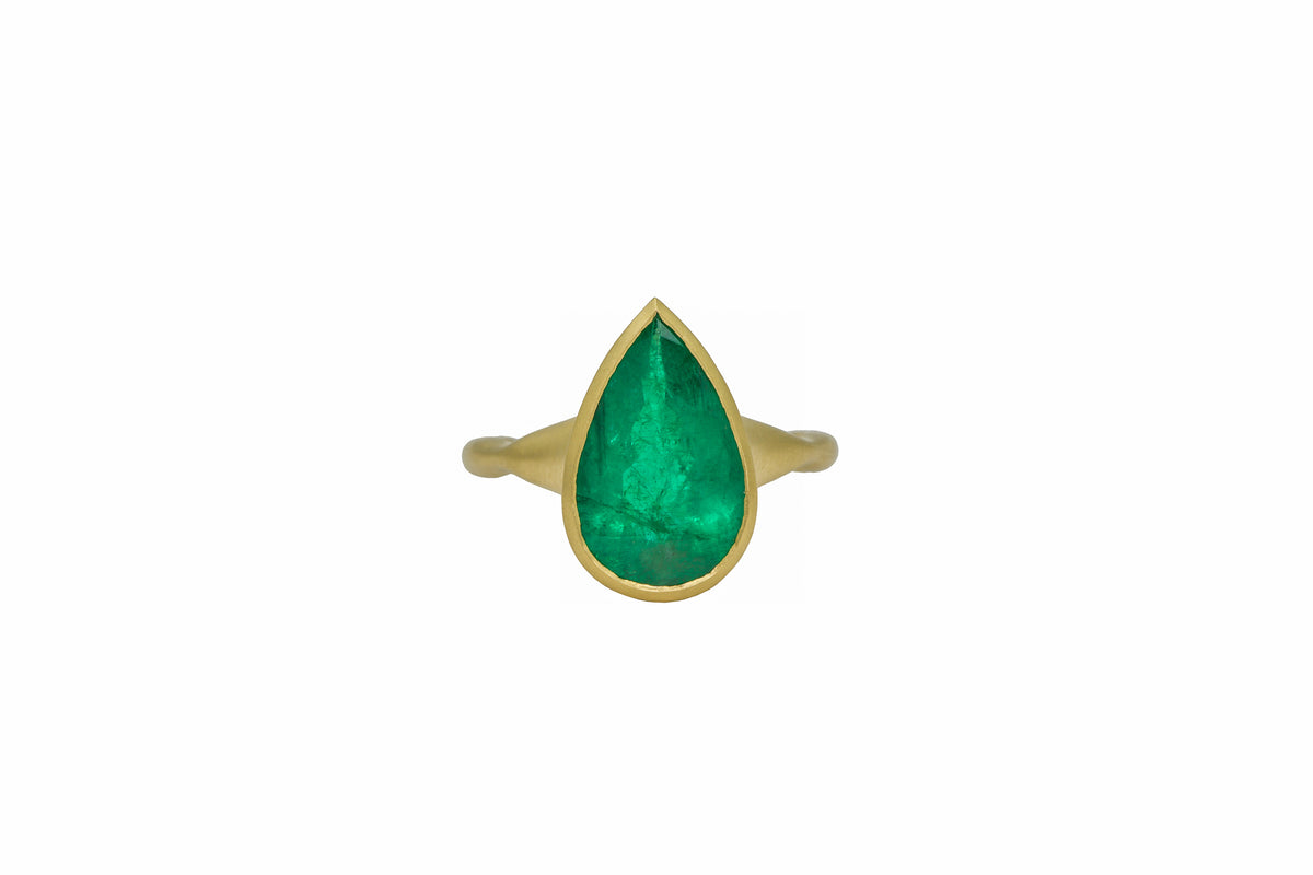 Teardrop Zambian Emerald Ring