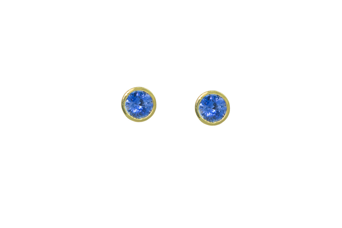 Ceylon Sapphire Studs, bezel set, in 18k gold