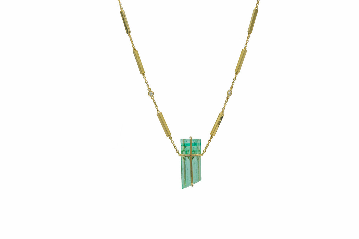 Raw Emerald Necklace, view 4