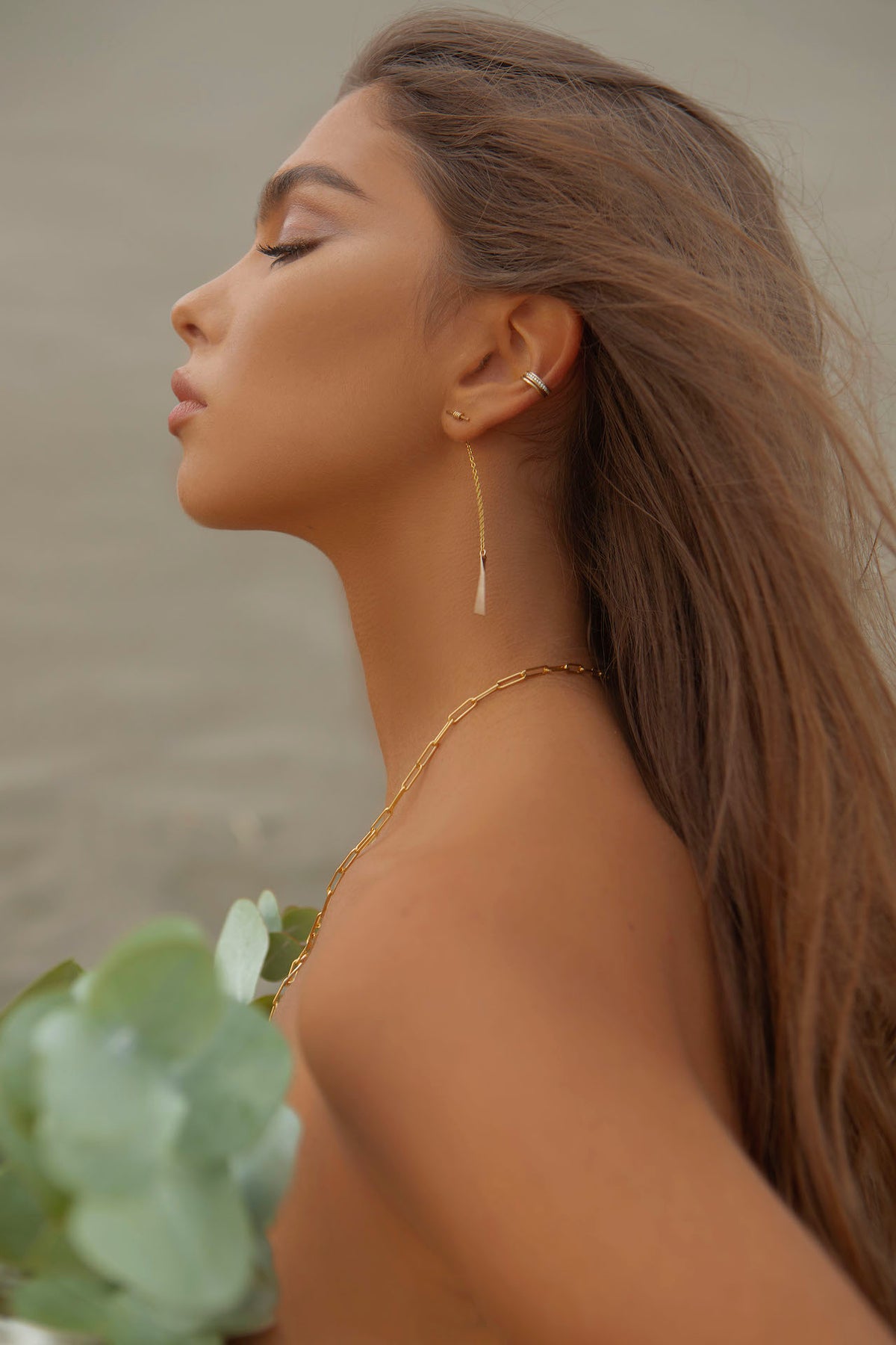 Lucy Ear Cuff in 14k yellow gold, view 4