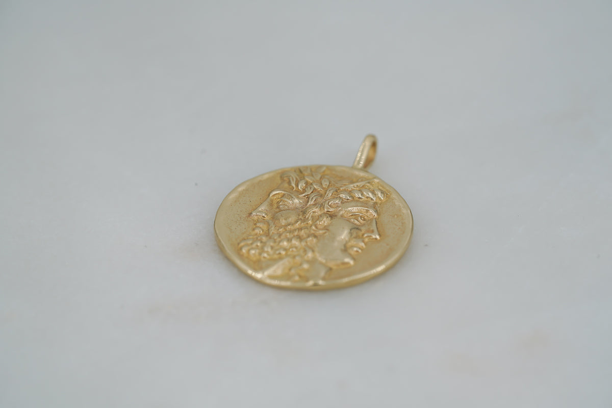 Hera and Zeus Coin Pendant in 14k gold, view 5