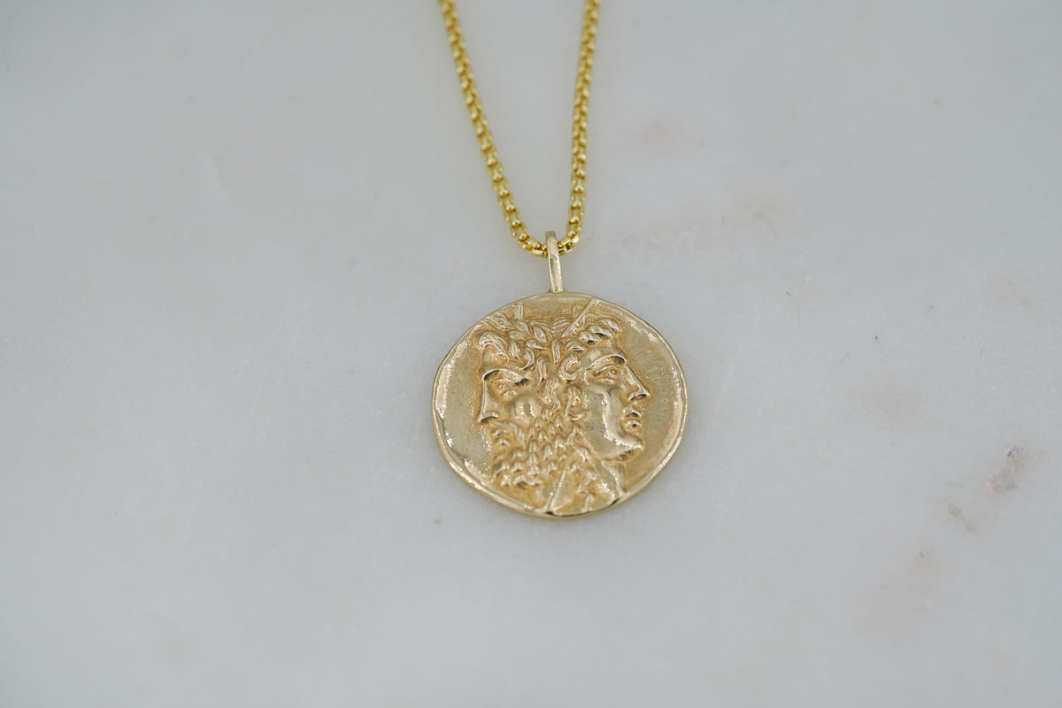 Hera and Zeus Coin Pendant in 14k gold, view 8
