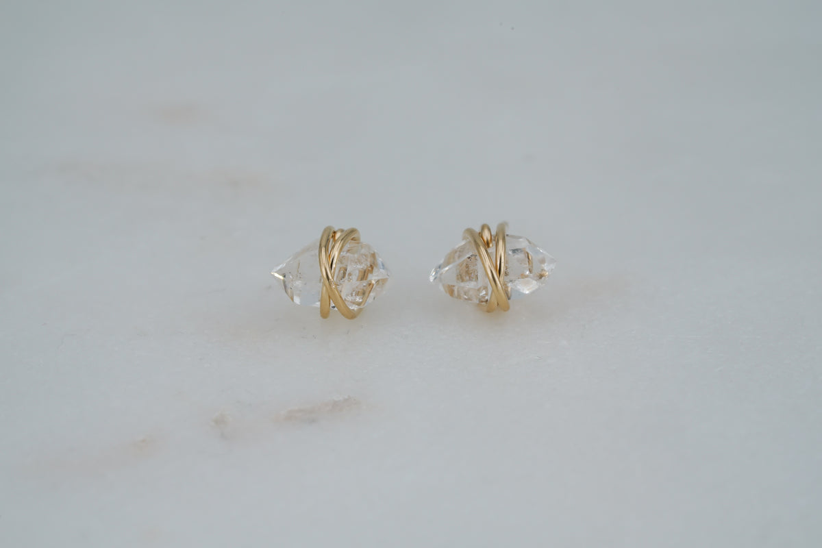 Herkimer Studs in 14k gold filled, view 6