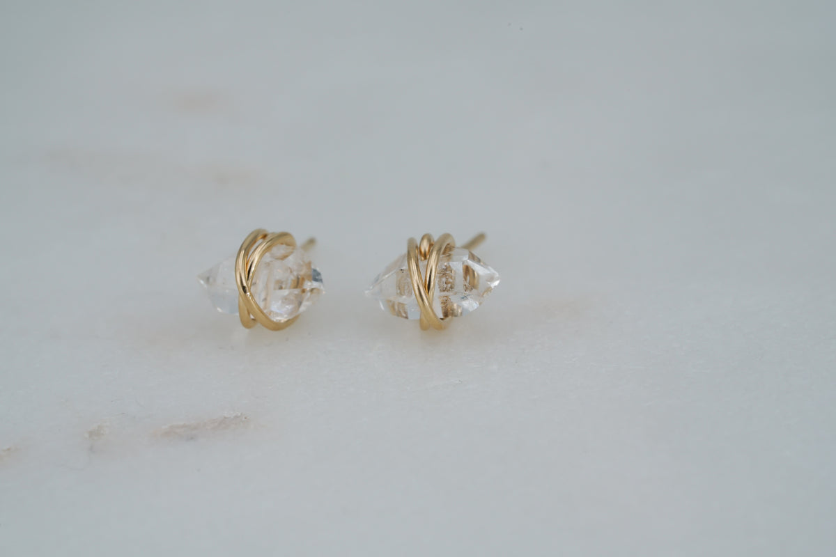 Herkimer Studs in 14k gold filled, view 7