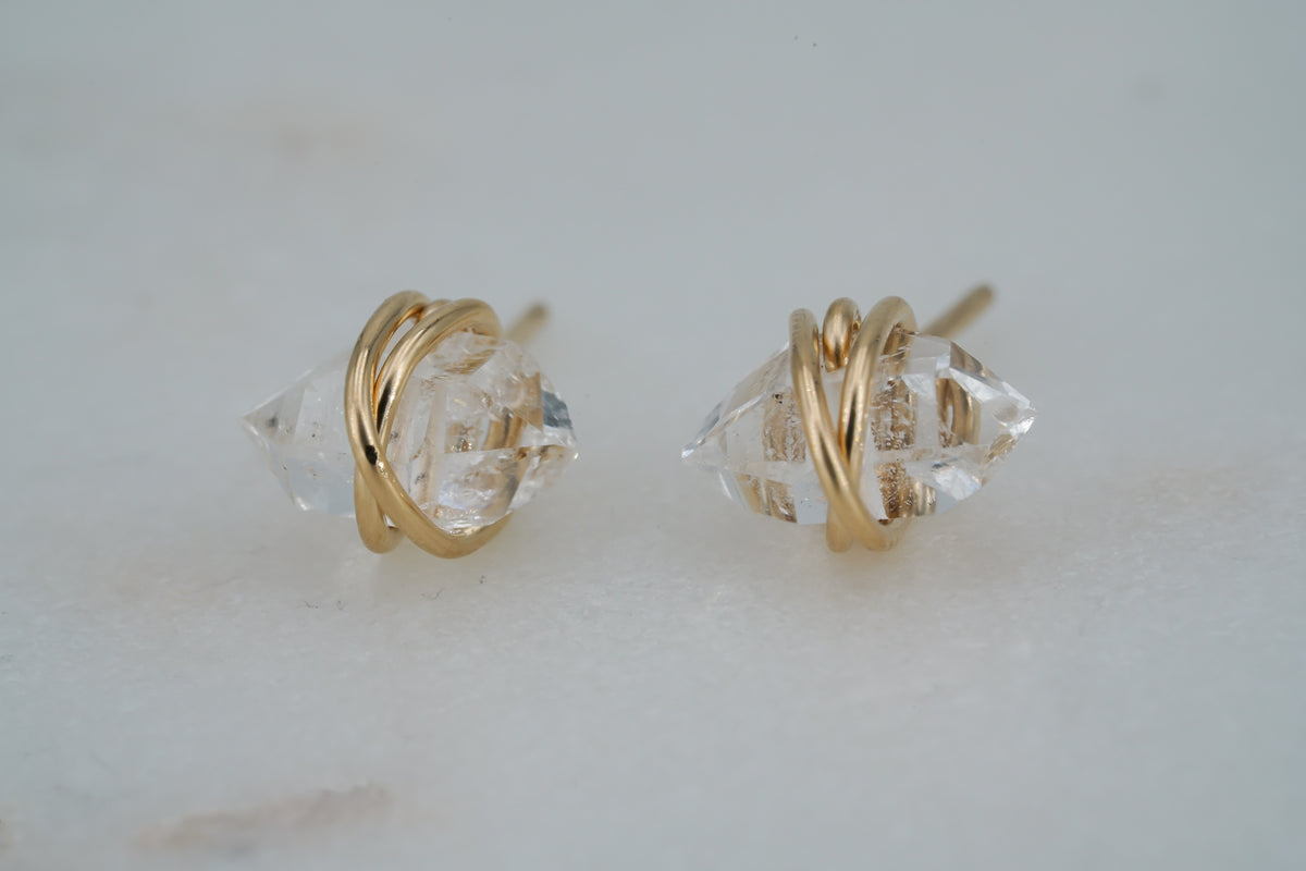 Herkimer Studs in 14k gold filled, view 4