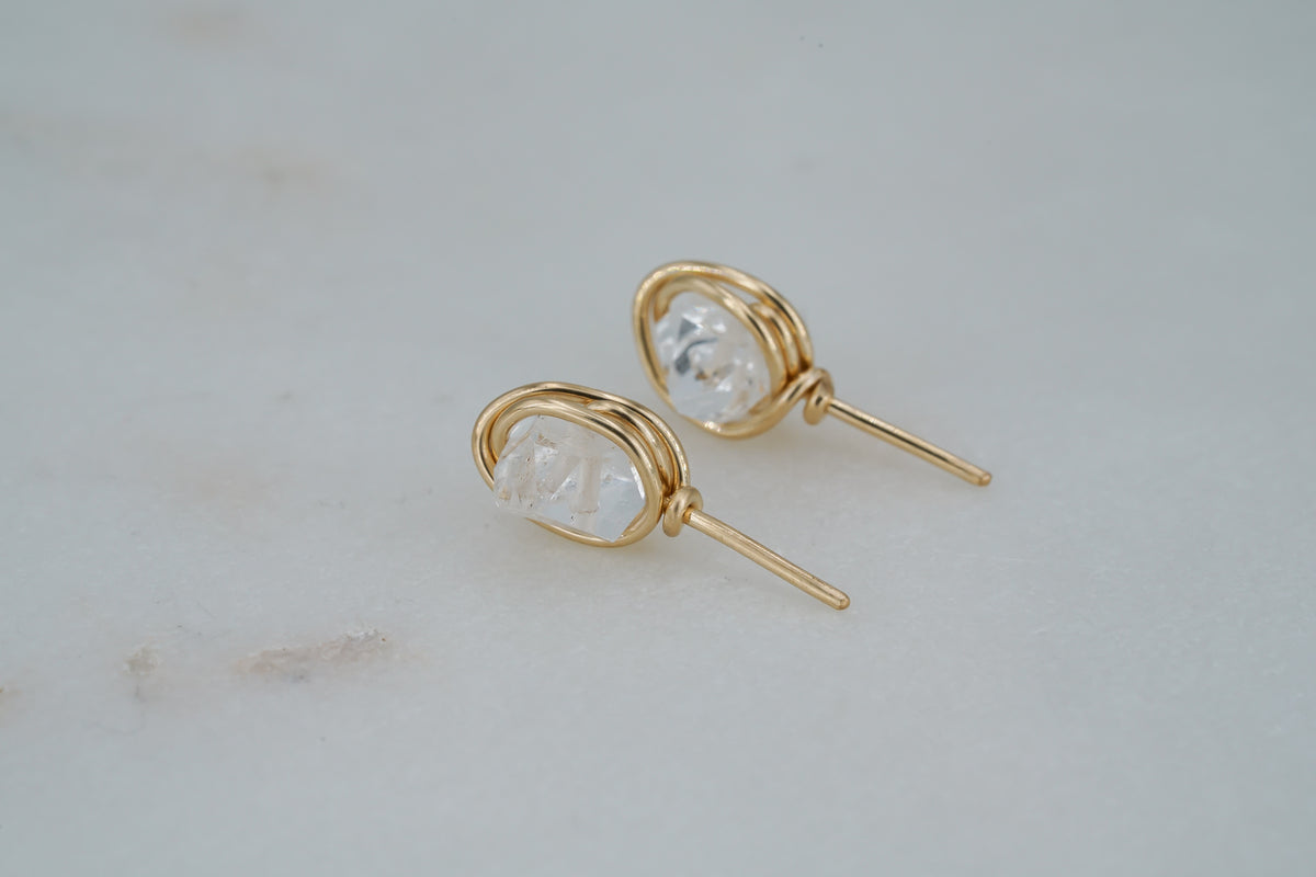 Herkimer Studs in 14k gold filled, view 5
