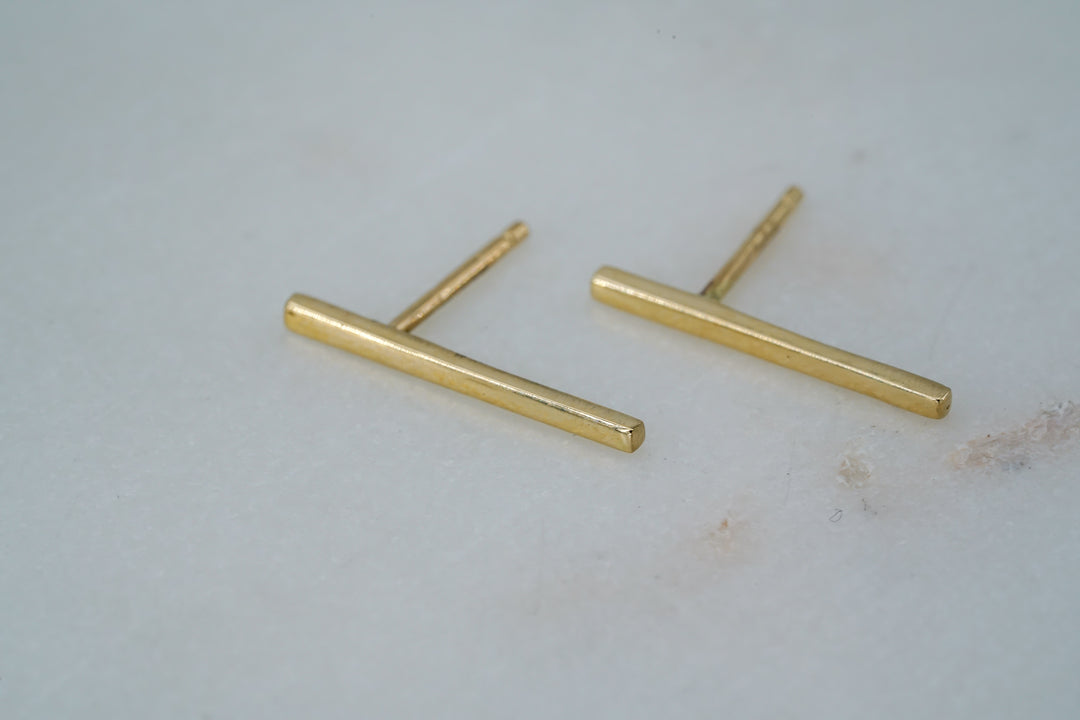 Fine Bar Studs - Long - Albisia Jewelry