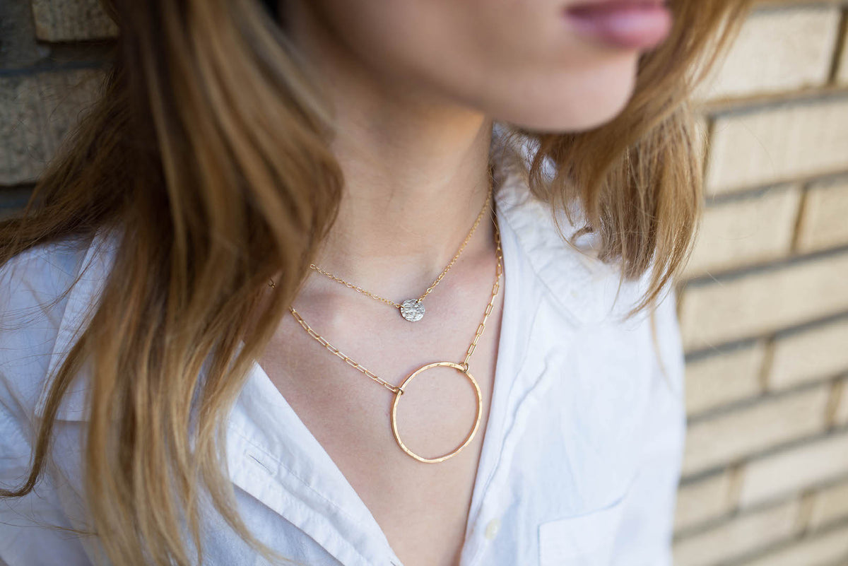 Disc Necklace in 14k gold filled, view 2