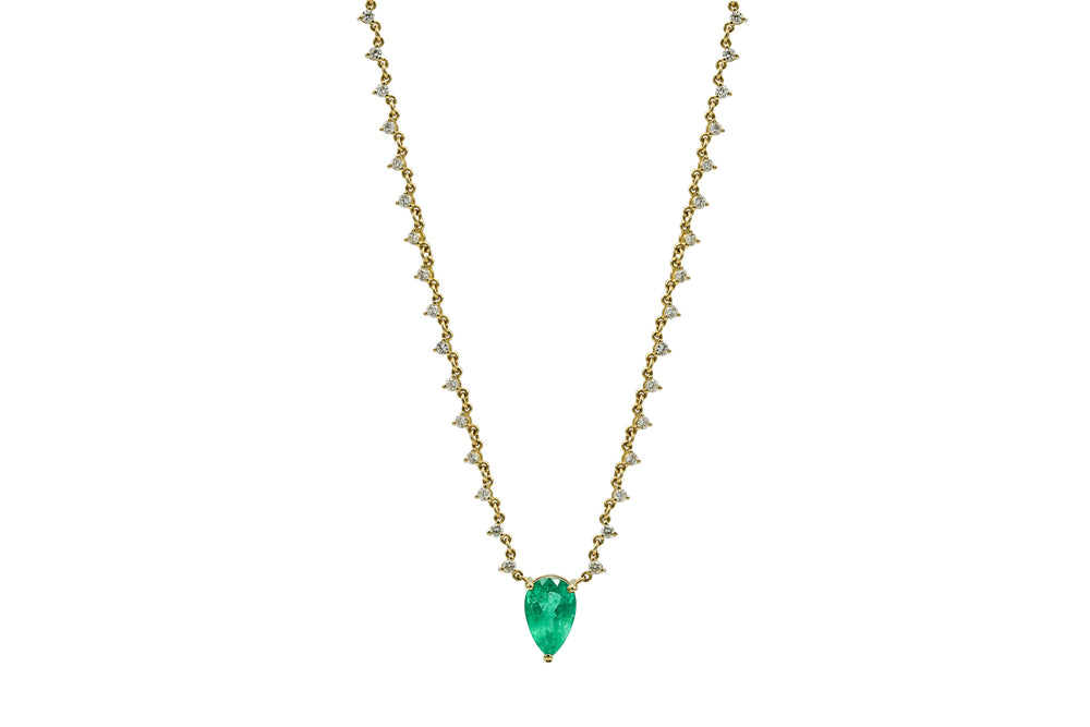 Colombian Emerald Eternity Diamond Necklace