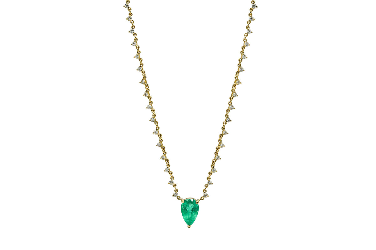 Colombian Emerald Eternity Diamond Necklace
