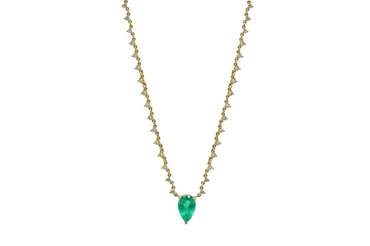 Colombian Emerald Eternity Diamond Necklace