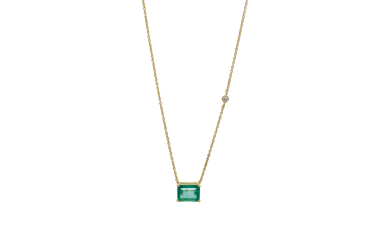 Colombian Emerald Necklace with Diamond in 18k gold