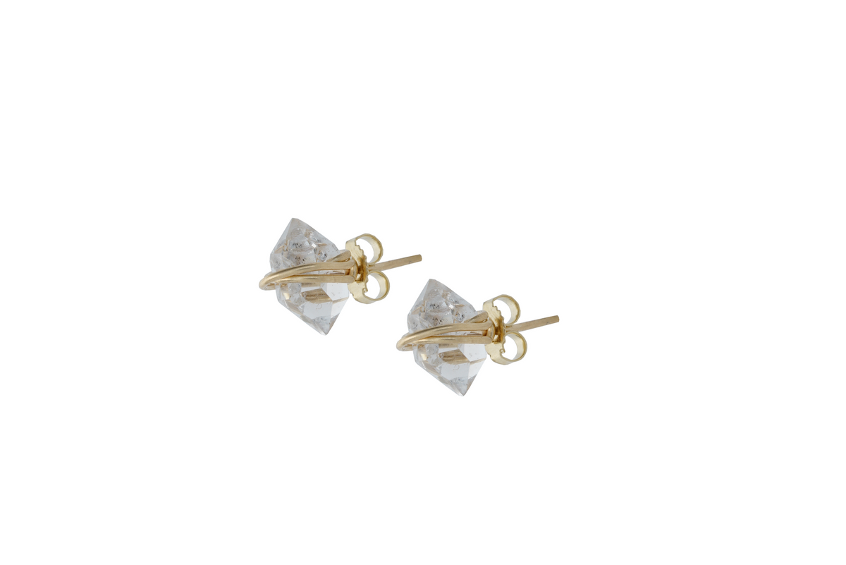 Herkimer Studs in 14k yellow gold