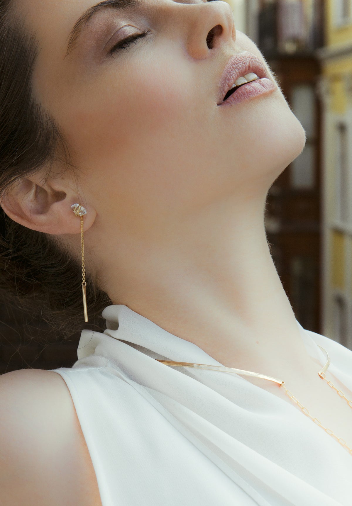 Herkimer Studs in 14k yellow gold, view 2