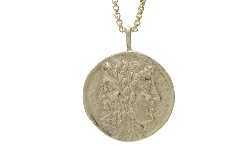 Hera and Zeus Coin Pendant in 14k gold, view 3
