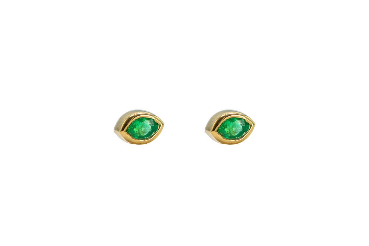 Marquise Emerald Studs, view 2