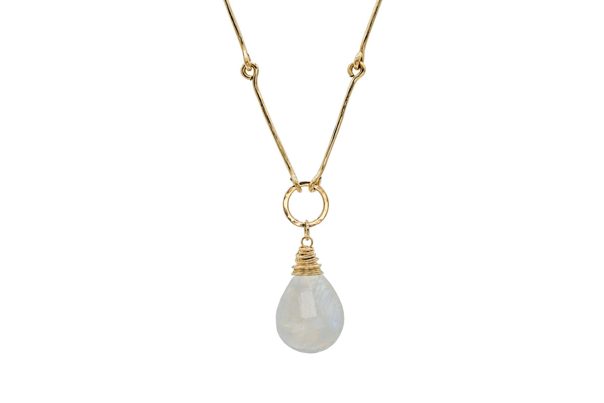 Moonstone Link Necklace in 14k gold filled
