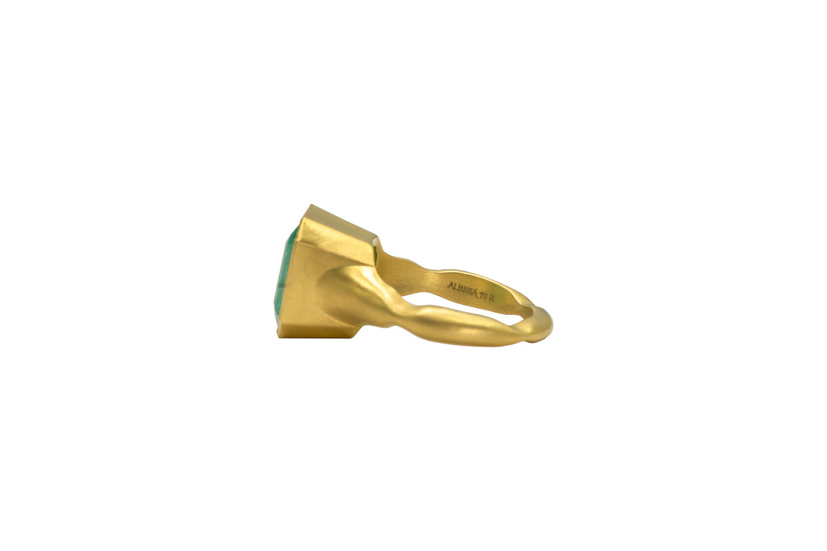 Emerald Rectangular Ring, full side view